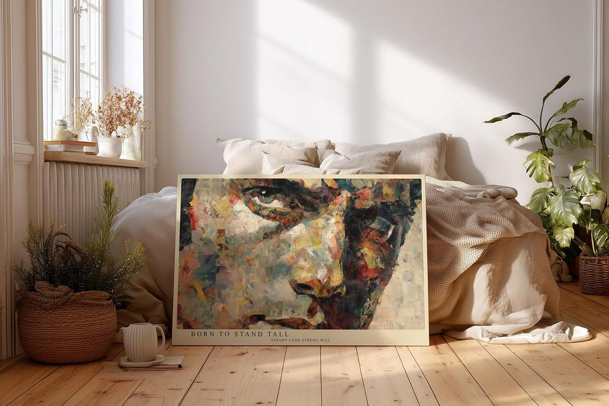 Paul Sinus Wandbild 120x80cm Abstraktes Männerporträt – Künstlerische Collage mit farbintensiver Struktur