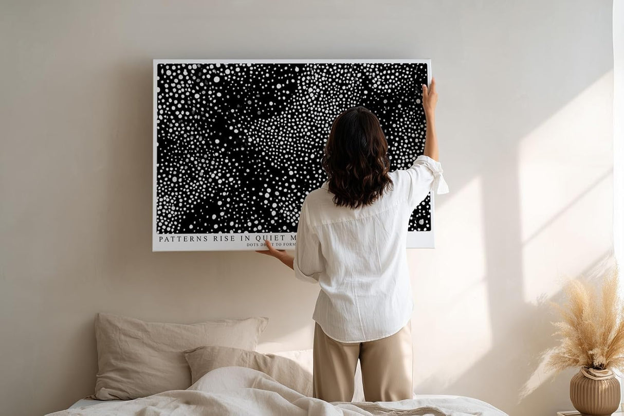 Paul Sinus Wandbild 120x80cm Abstraktes Punktmuster Schwarz Weiss moderne grafische Kunst