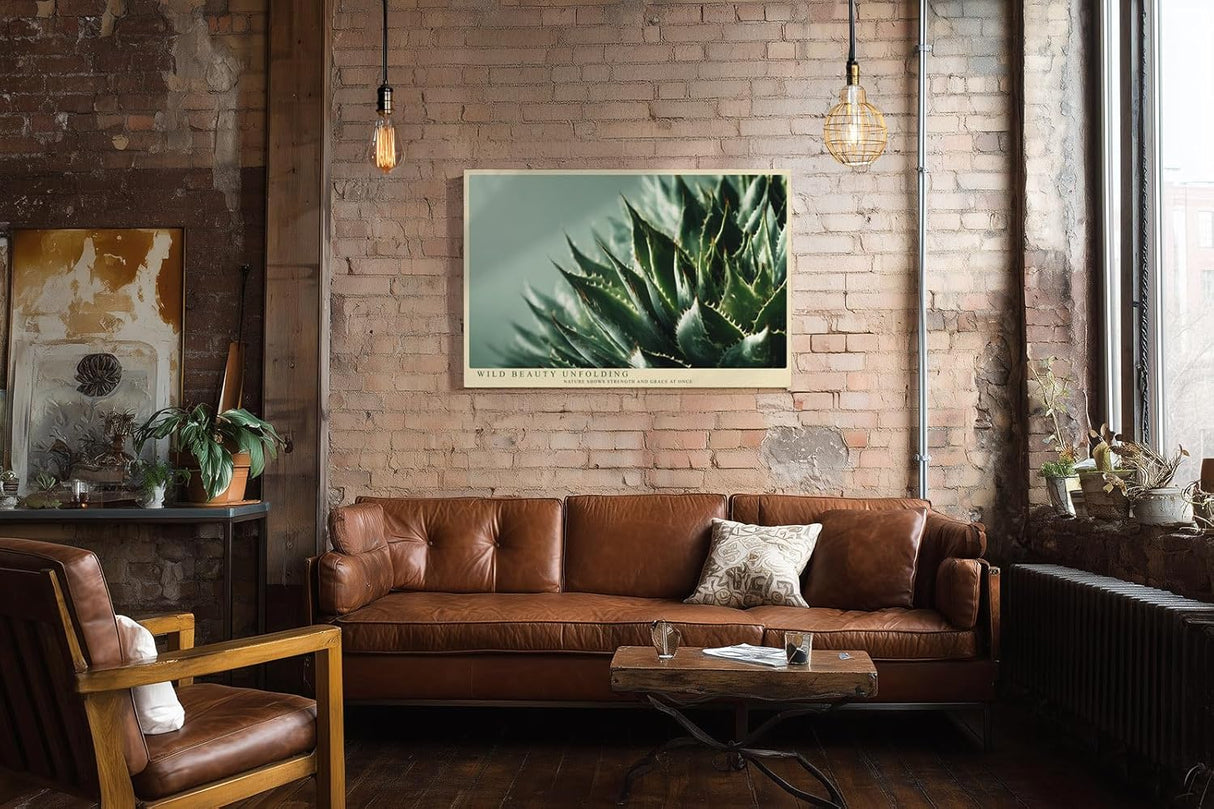 Paul Sinus Wandbild 120x80cm Agave Pflanze Makroaufnahme gruene Naturfotografie moderne botanische Kunst stilvolle Wanddekoration fuer Wohnzimmer Büro