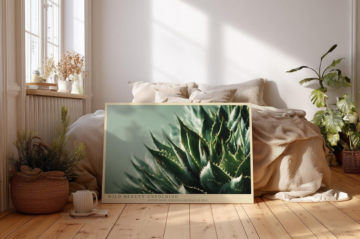 Paul Sinus Wandbild 120x80cm Agave Pflanze Makroaufnahme gruene Naturfotografie moderne botanische Kunst stilvolle Wanddekoration fuer Wohnzimmer Büro