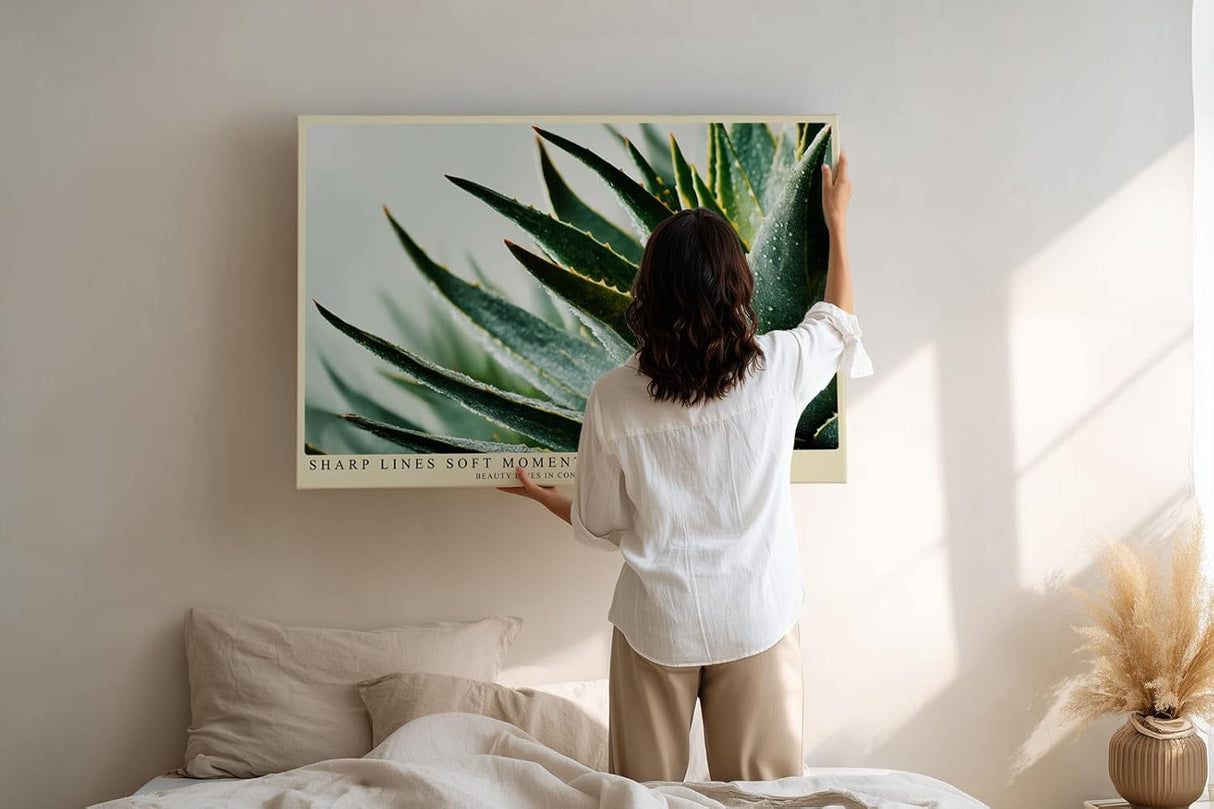 Paul Sinus Wandbild 120x80cm Agave Pflanze Makrofotografie gruene Sukkulente moderne Naturkunst stilvolle botanische Wanddekoration fuer Wohnzimmer Büro