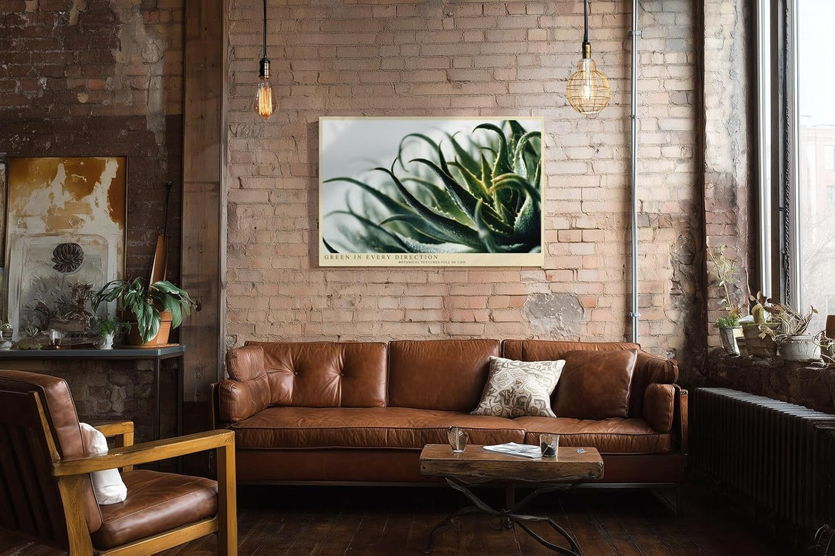 Paul Sinus Wandbild 120x80cm Aloe Pflanze Makrofotografie grüne botanische Naturkunst modernes Pflanzenposter für Wohnzimmer Schlafzimmer Büro Flur