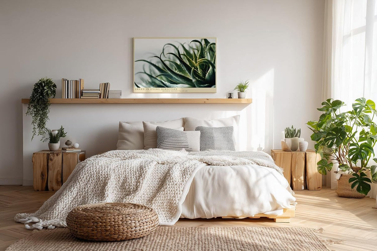 Paul Sinus Wandbild 120x80cm Aloe Pflanze Makrofotografie grüne botanische Naturkunst modernes Pflanzenposter für Wohnzimmer Schlafzimmer Büro Flur