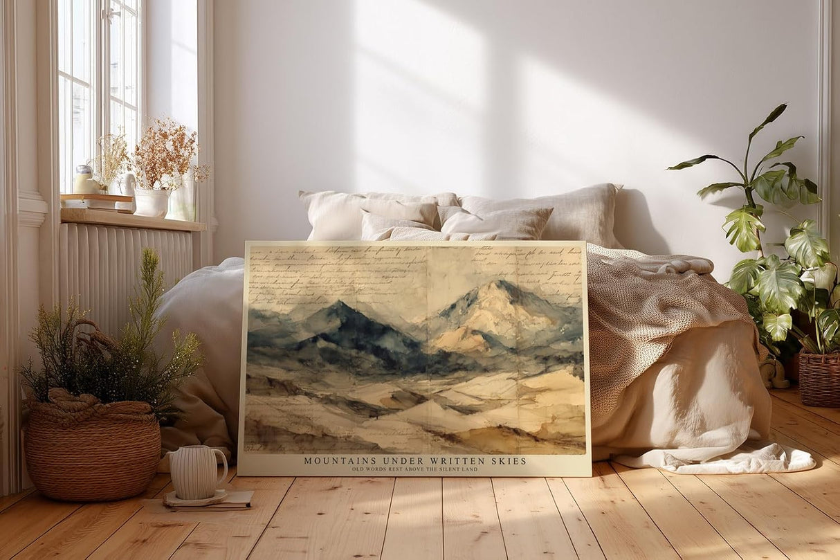 Paul Sinus Wandbild 120x80cm Alpen Landschaft Aquarell Vintage Bergkunst mit handschriftlicher Karte
