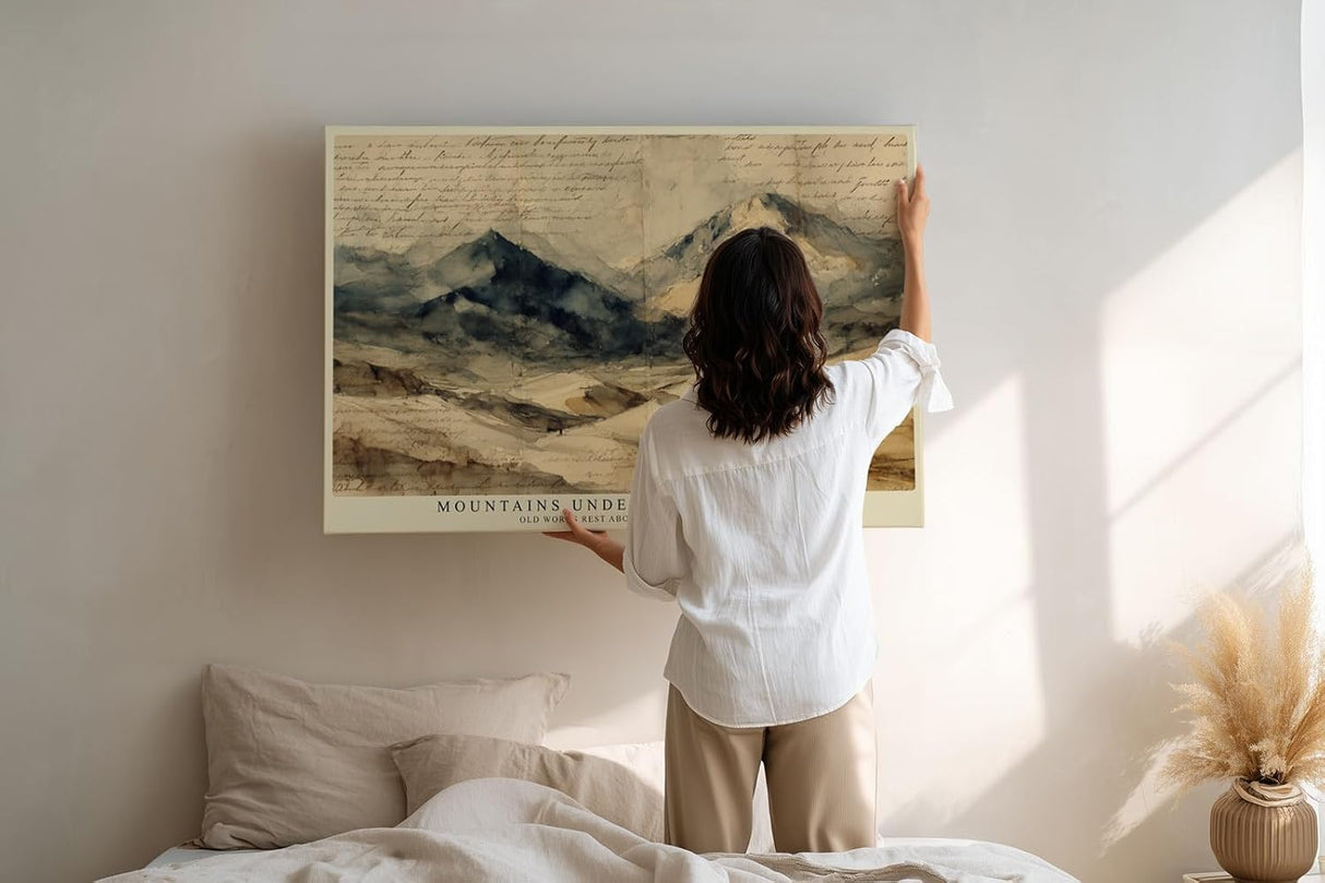 Paul Sinus Wandbild 120x80cm Alpen Landschaft Aquarell Vintage Bergkunst mit handschriftlicher Karte
