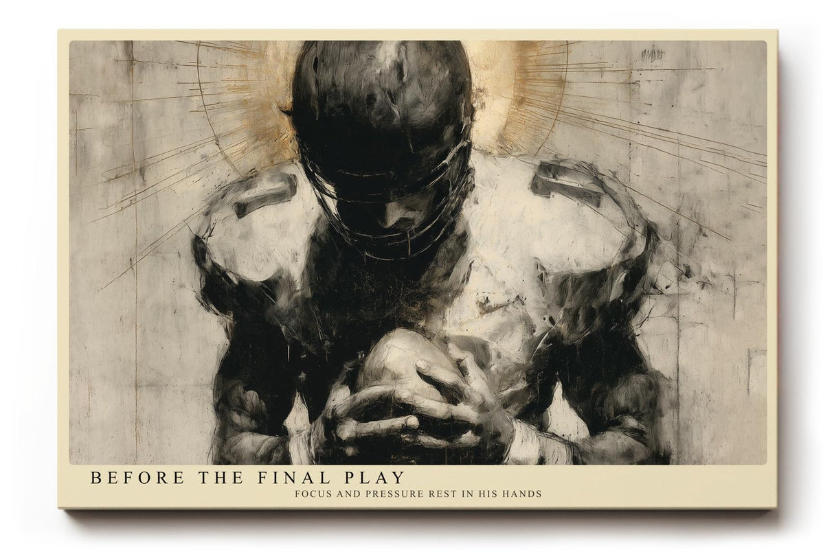 Paul Sinus Wandbild 120x80cm American Football Spieler Sport Kunstmotiv Kraftvolle Athleten Darstellung in moderner monochromer Malerei