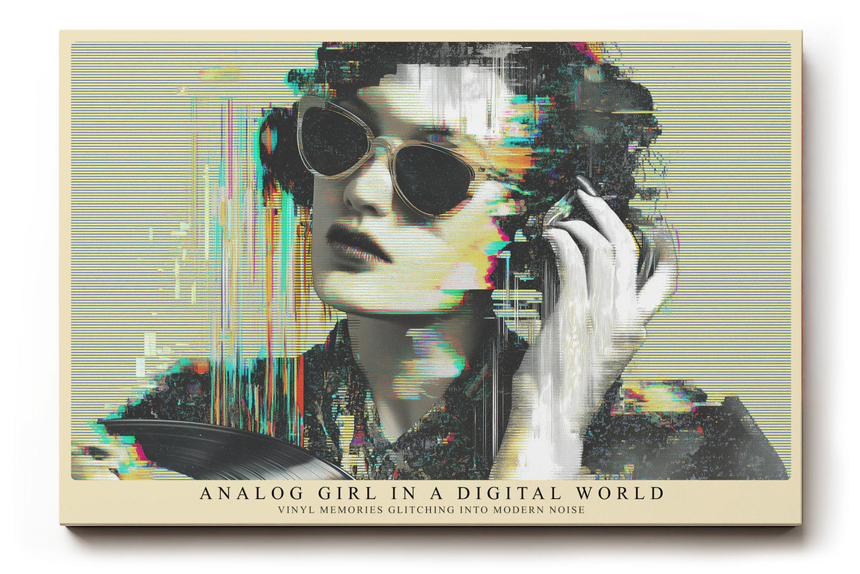 Paul Sinus Wandbild Analog Girl in a Digital World Retro Modern Portrait with Glitch Aesthetic