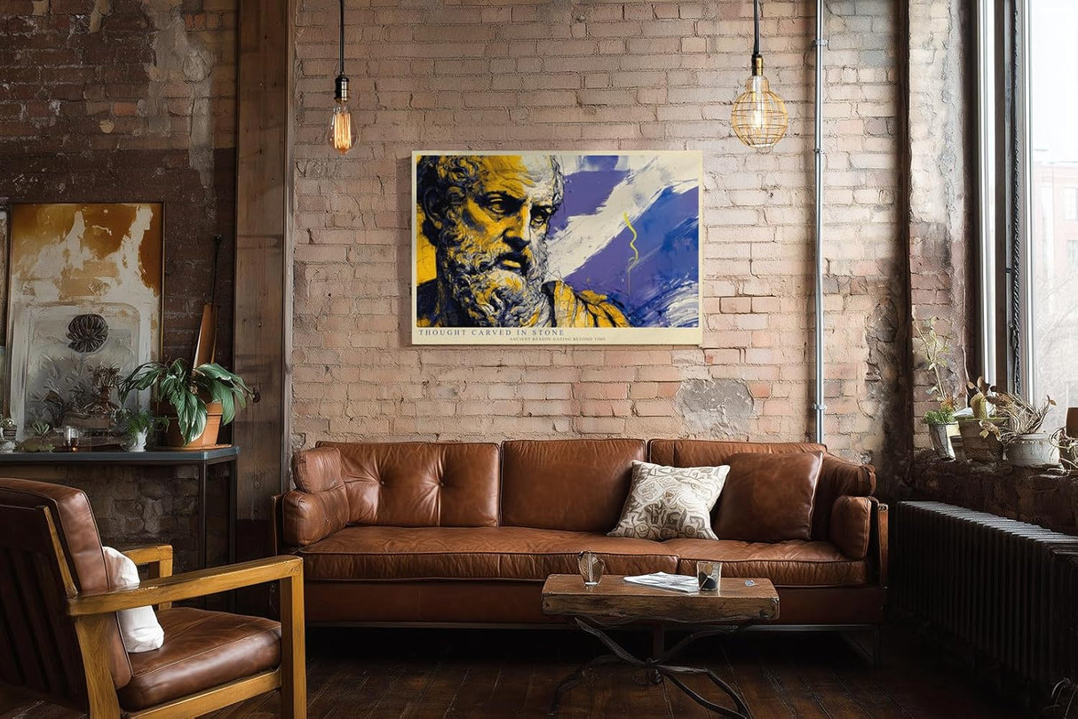 Paul Sinus Wandbild 120x80cm Antike Philosophen Statue abstrakte Kunst moderne Skulptur Illustration Wanddekoration Wohnzimmer Büro