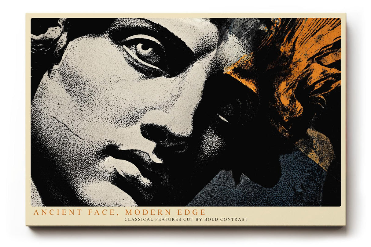 Paul Sinus Wandbild 120x80cm Antike Statue Pop Art Stil Klassische Skulptur Moderne Kunst in Schwarz Gold für Wohnzimmer Büro