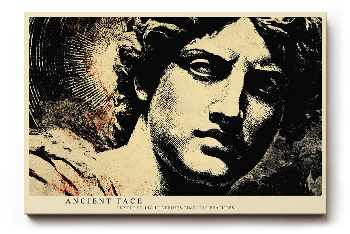 Paul Sinus Wandbild 120x80cm Antike Statue Portrait Moderne Klassische Kunst in Schwarz Gold für Wohnzimmer Büro Flur