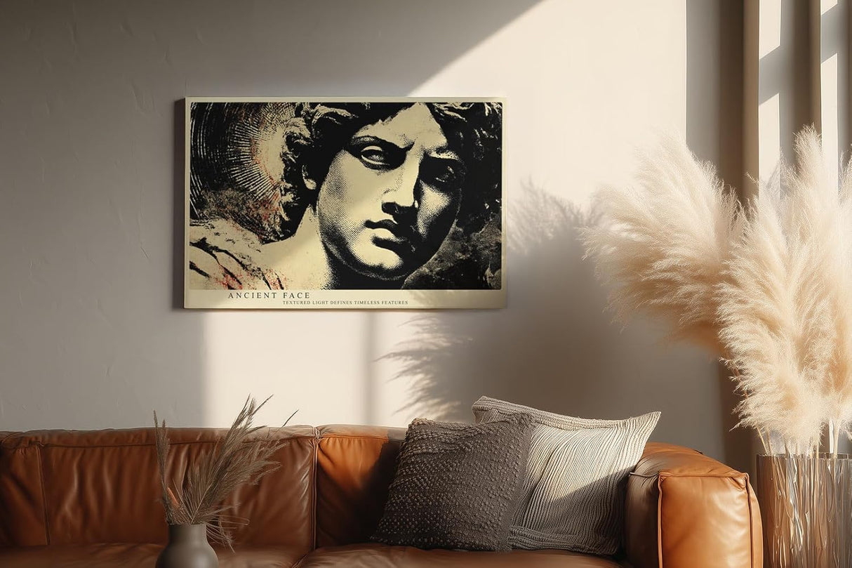 Paul Sinus Wandbild 120x80cm Antike Statue Portrait Moderne Klassische Kunst in Schwarz Gold für Wohnzimmer Büro Flur