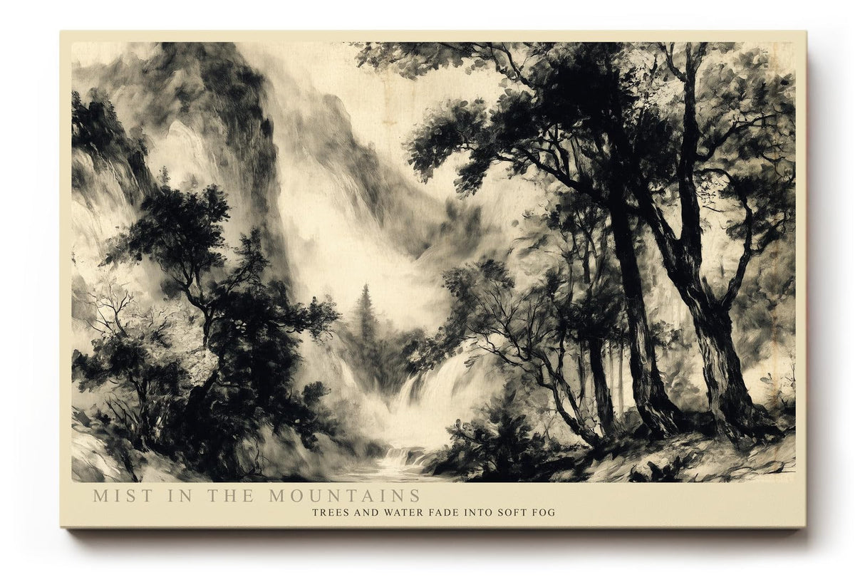 Paul Sinus Wandbild 120x80cm asiatische Landschaft Tuschemalerei Berge Nebel Kunstdruck grosses Wandbild 120x80cm ruhige Wanddekoration fuer Wohnzimmer Büro