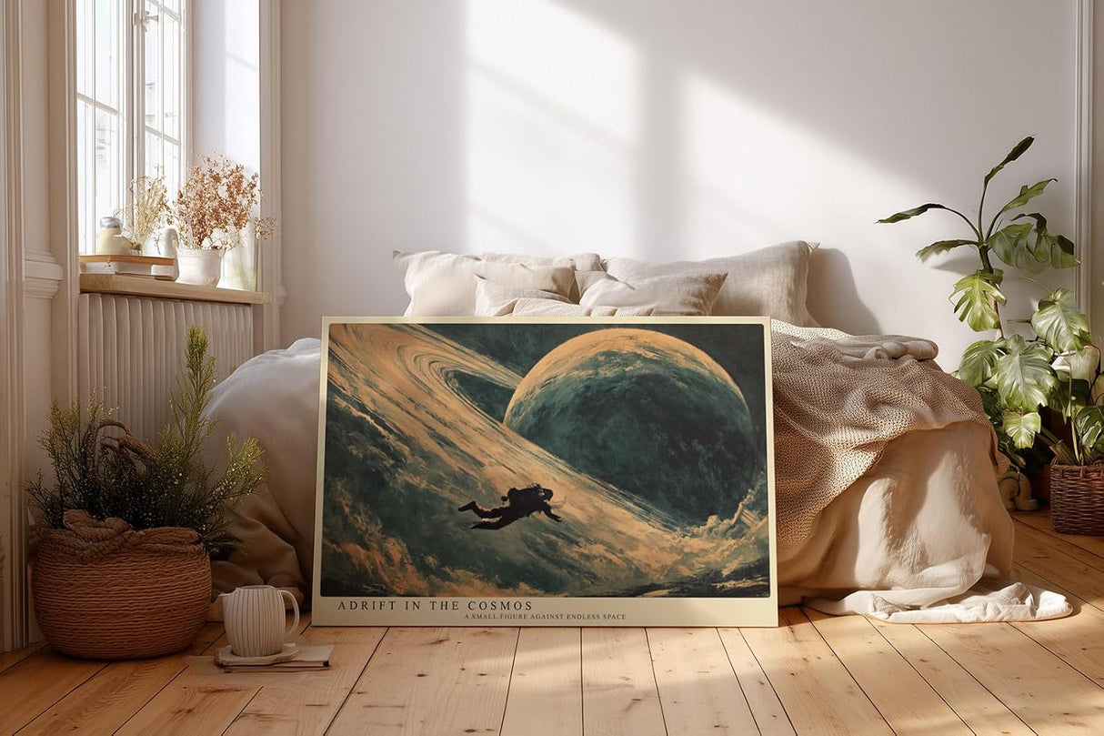 Paul Sinus Wandbild 120x80cm Astronaut im Weltraum Planet kosmische Landschaft Science Fiction Kunstbild moderne Weltraum Wanddekoration fuer Wohnzimmer Büro