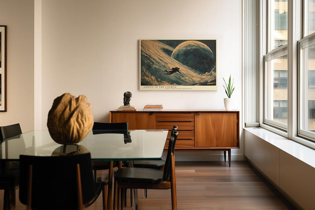 Paul Sinus Wandbild 120x80cm Astronaut im Weltraum Planet kosmische Landschaft Science Fiction Kunstbild moderne Weltraum Wanddekoration fuer Wohnzimmer Büro