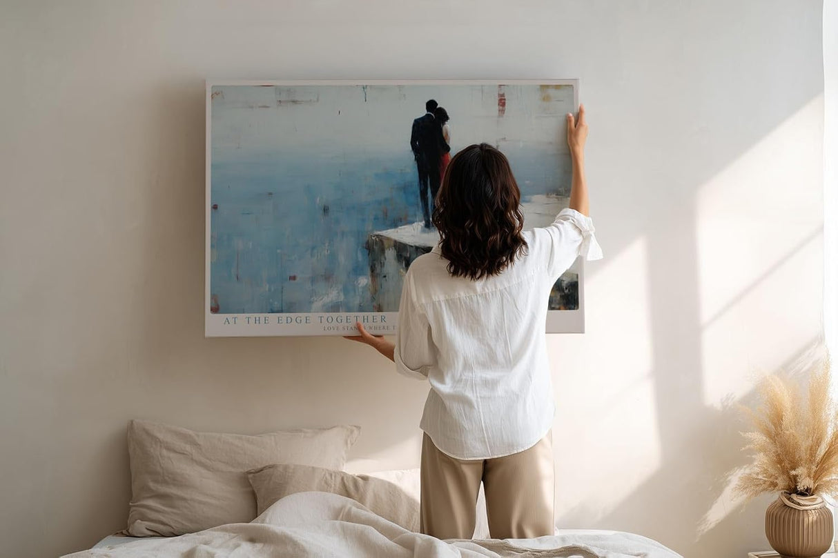Paul Sinus Wandbild 120x80cm At the Edge Together Romantisches Paar am Abgrund Moderne Liebes Kunst fuer Wohnzimmer Schlafzimmer und Büro