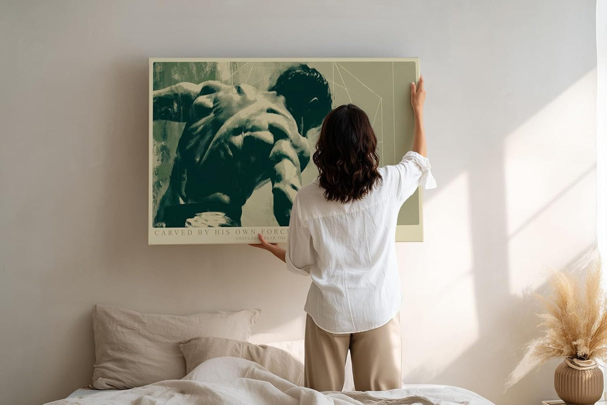 Paul Sinus Wandbild 120x80cm Athletischer Ruecken moderne Fitness Kunst mit kraftvoller Muskelstruktur