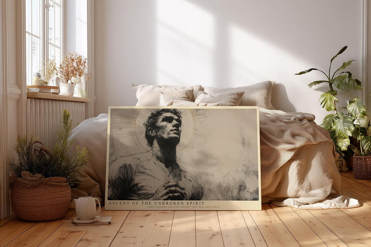 Paul Sinus Wandbild 120x80cm Aufstieg des unbeugsamen Geistes kraftvolles monochromes Portraet Kunstmotiv fuer moderne Wohnräume