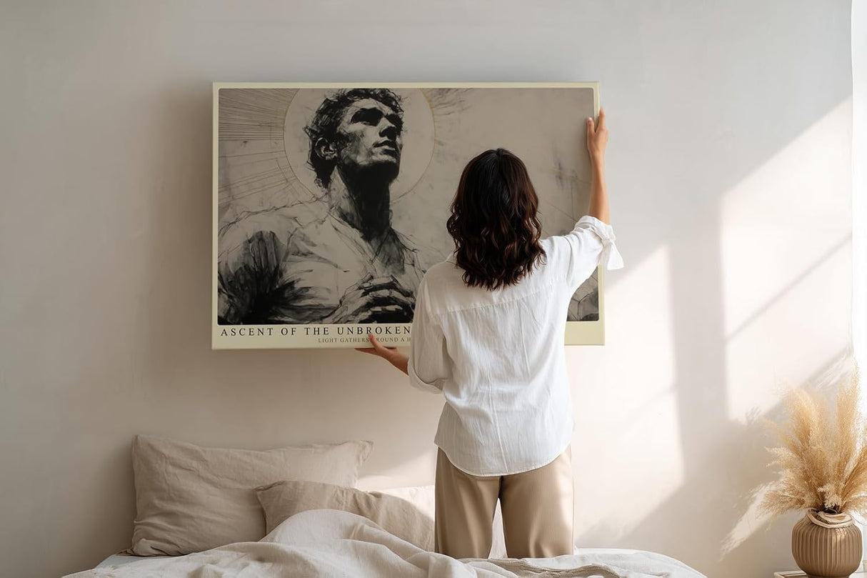 Paul Sinus Wandbild 120x80cm Aufstieg des unbeugsamen Geistes kraftvolles monochromes Portraet Kunstmotiv fuer moderne Wohnräume