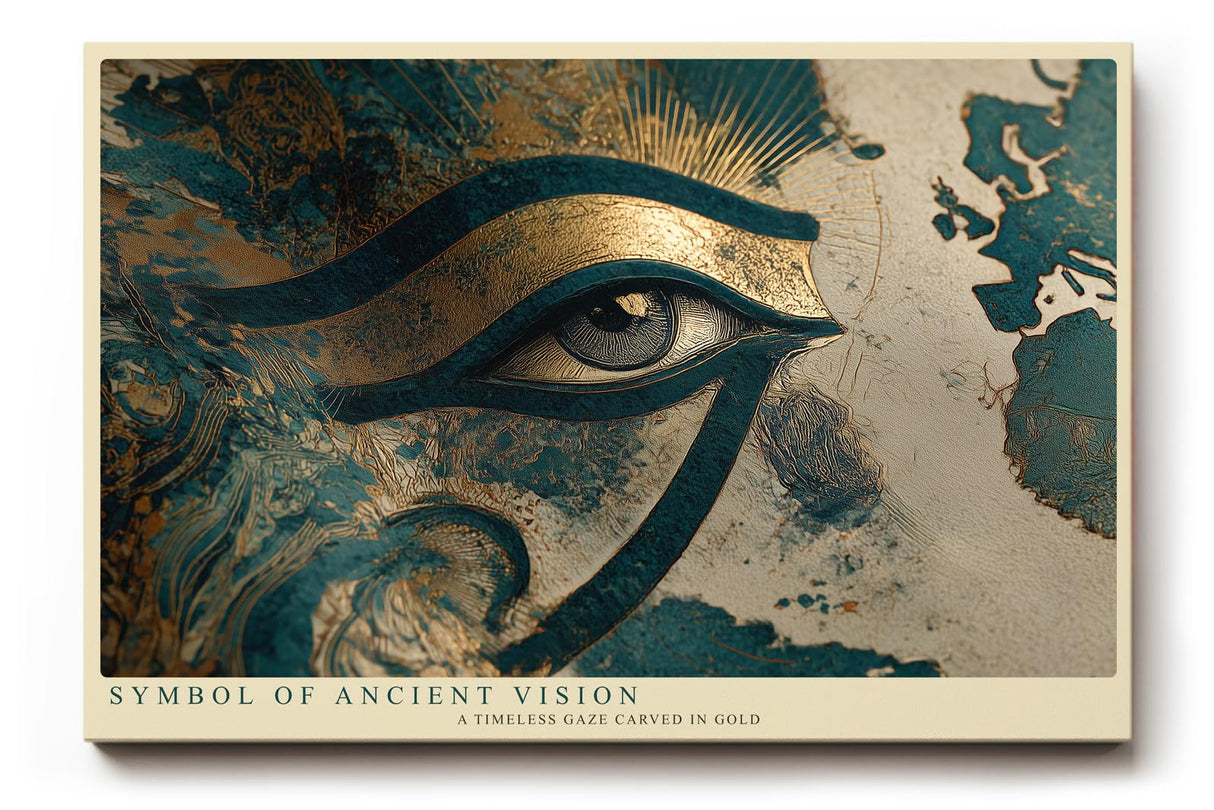 Paul Sinus Wandbild 120x80cm Auge des Horus gold blau aegyptische Symbolkunst Kunstdruck grosses Kunstbild mystische Wanddekoration fuer Wohnzimmer Büro Flur