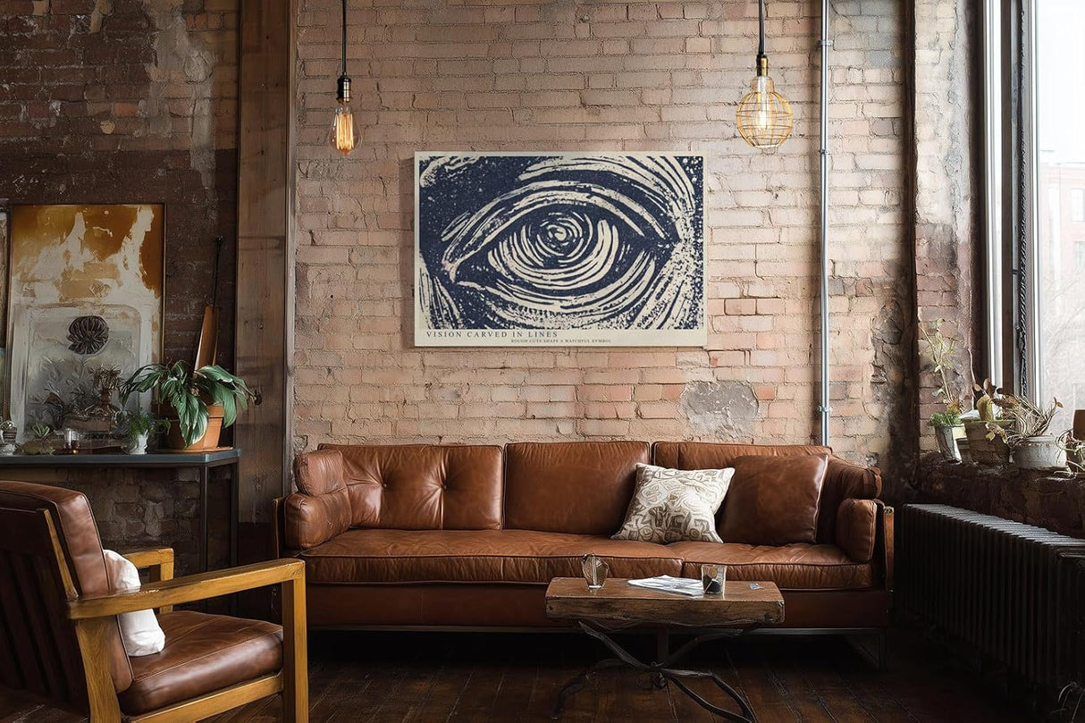 Paul Sinus Wandbild 120x80cm Auge Illustration modern blau weiss grafische Kunst Kunstdruck grosses Kunstbild symbolische Wanddekoration fuer Wohnzimmer Büro Flur