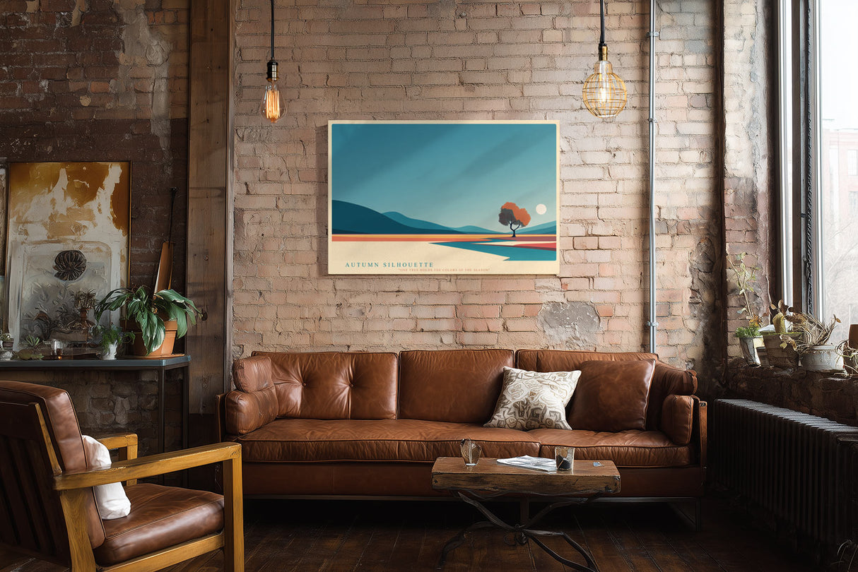 Paul Sinus Wandbild Autumn Silhouette minimalistisches Landschaftsmotiv mit Baum im Herbstlicht für moderne Räume voller Farbe und Ruhe