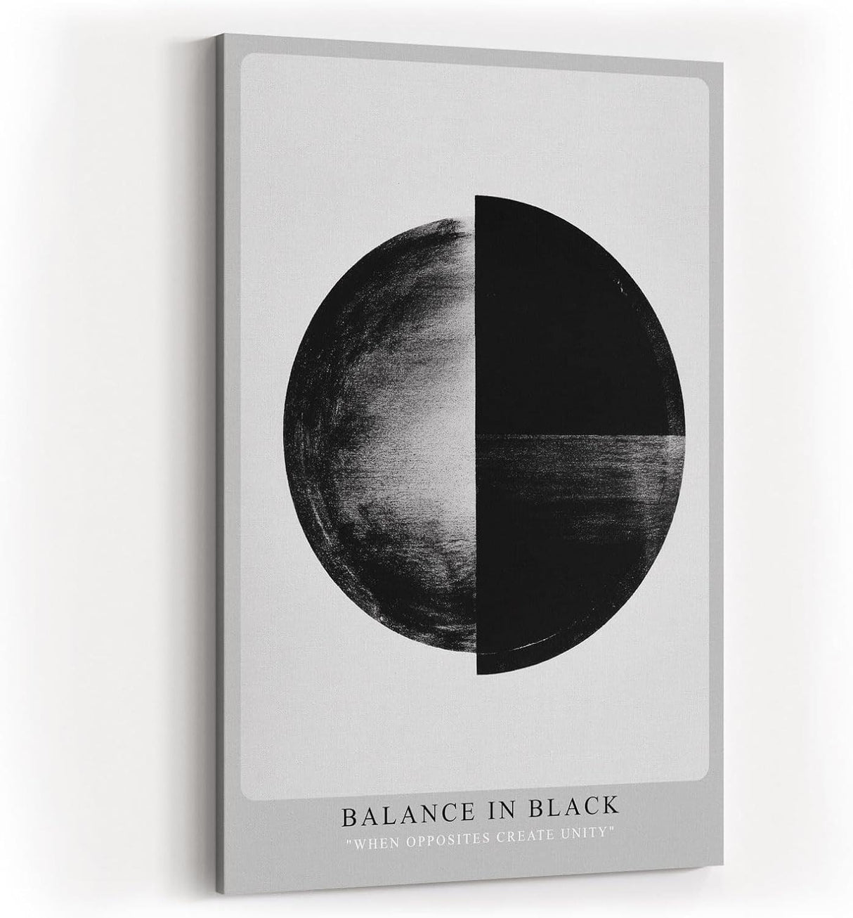 Paul Sinus Wandbild in 40x60cm Balance in Black – Halbierte Kreisform in Schwarz-Weiß als Symbol für Harmonie und Kontrast