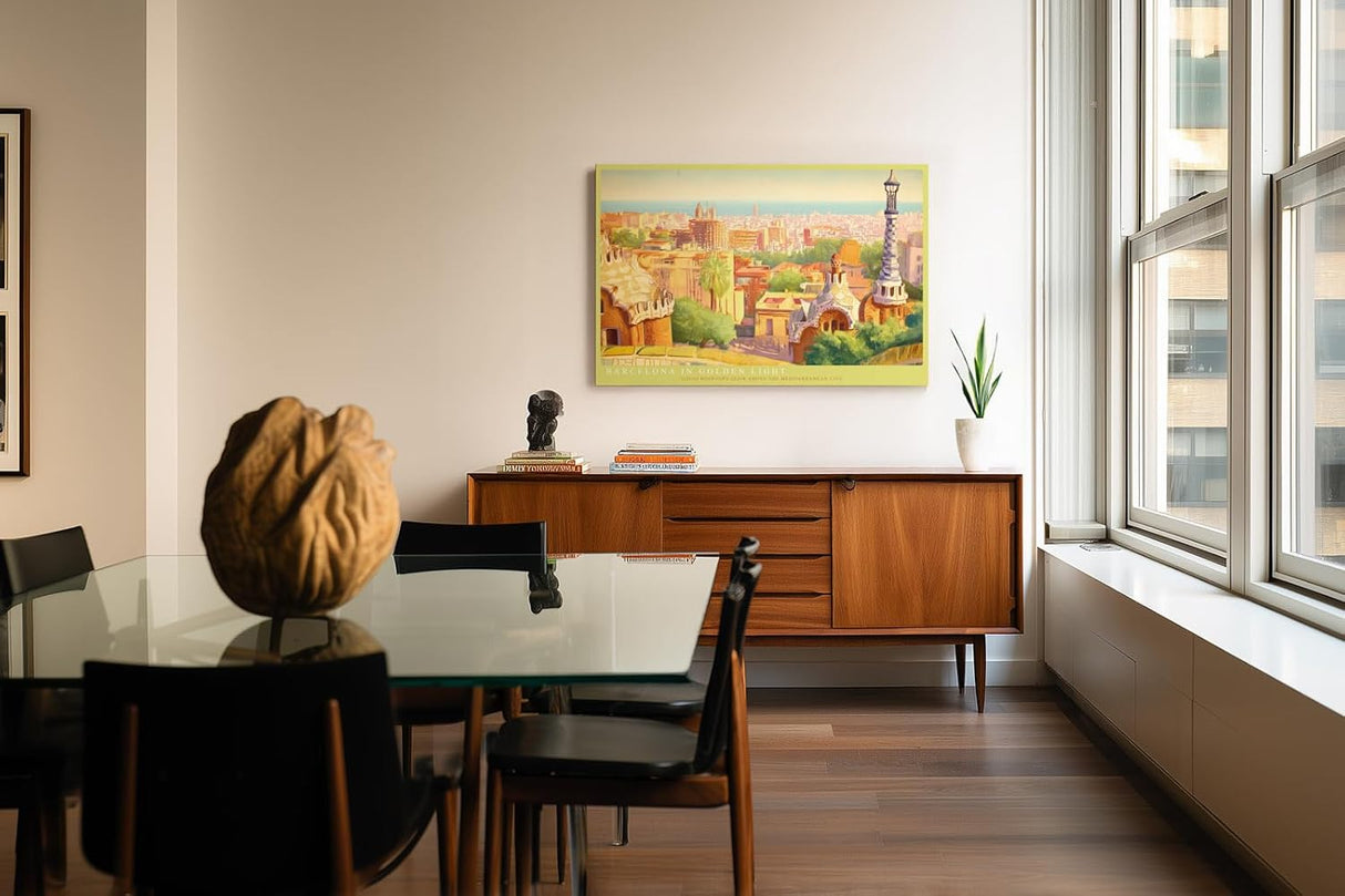 Paul Sinus Wandbild 120x80cm Barcelona Stadtansicht Gaudi Architektur mediterrane Stadt Kunst Wanddekoration Wohnzimmer Büro