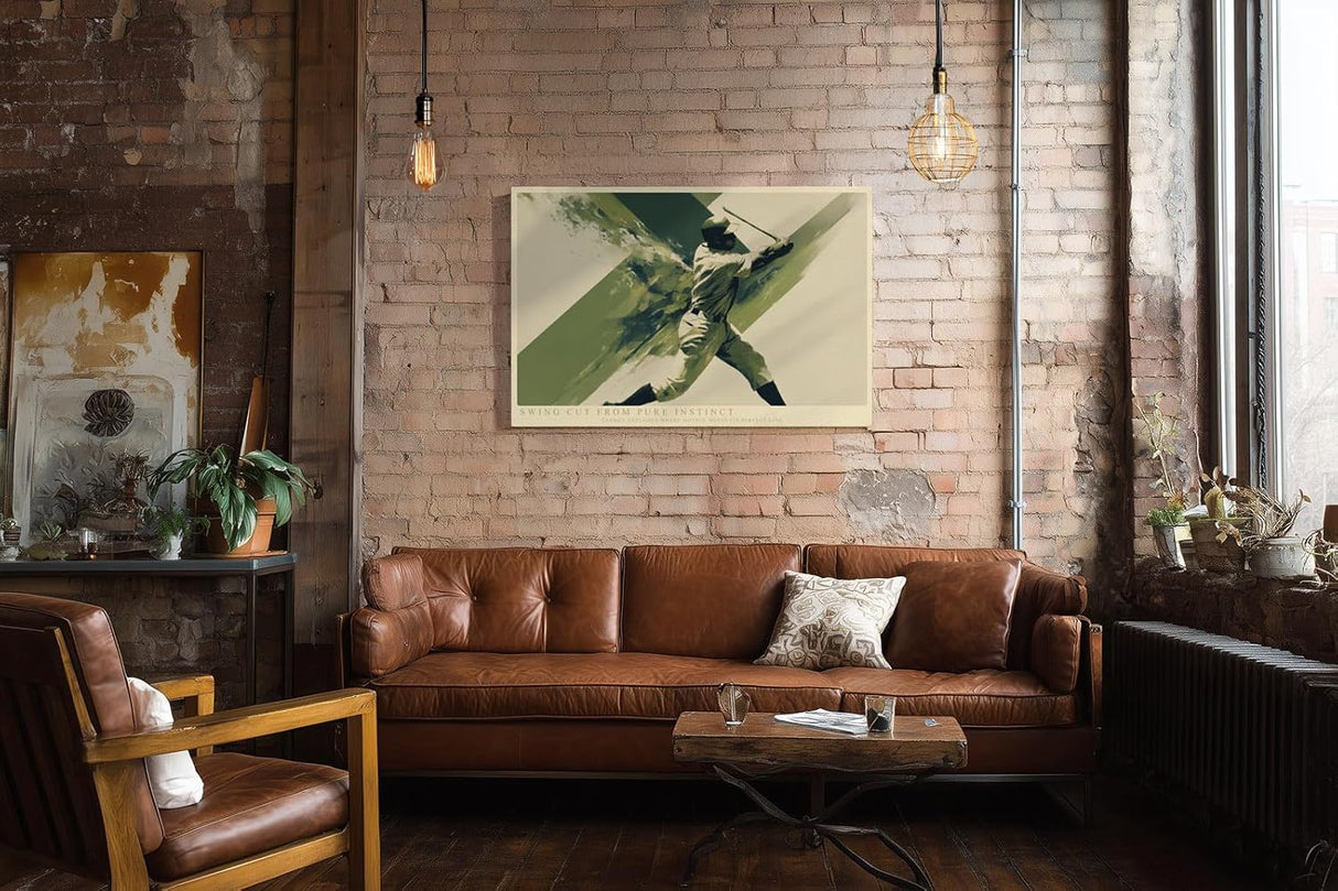 Paul Sinus Wandbild 120x80cm Baseballspieler in Bewegung moderne Sportkunst mit grafischer Dynamik