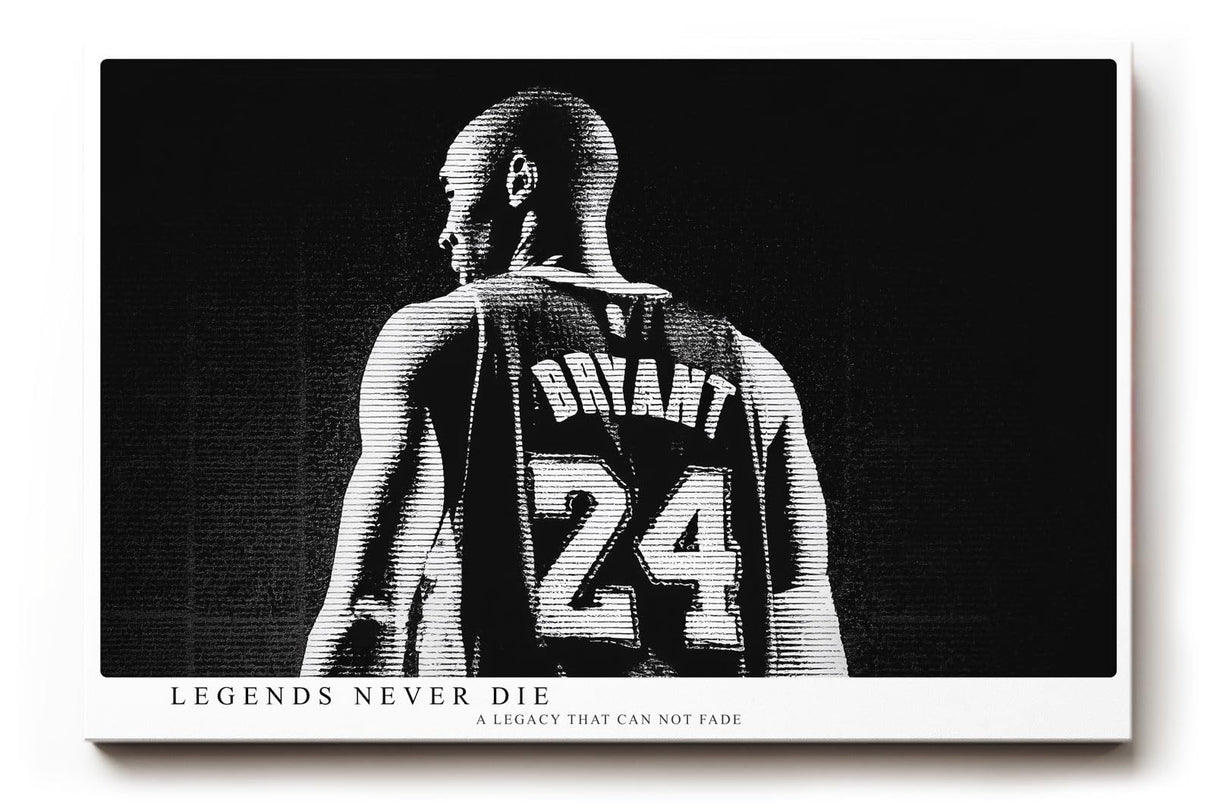 Paul Sinus Wandbild 120x80cm Basketball Legende Nummer 24 Sportkunst schwarz weiß modernes Athleten Motiv dynamische Sport Wanddekoration für Wohnzimmer Fitnessraum Büro