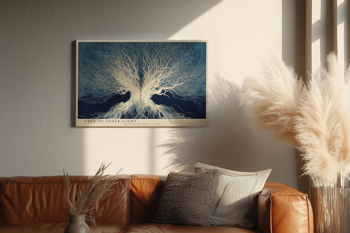 Paul Sinus Wandbild 120x80cm Baum Des Inneren Lichts Abstrakte Naturkunst LeinWandbild 120x80cm Mystische Baumkunst Wanddekoration