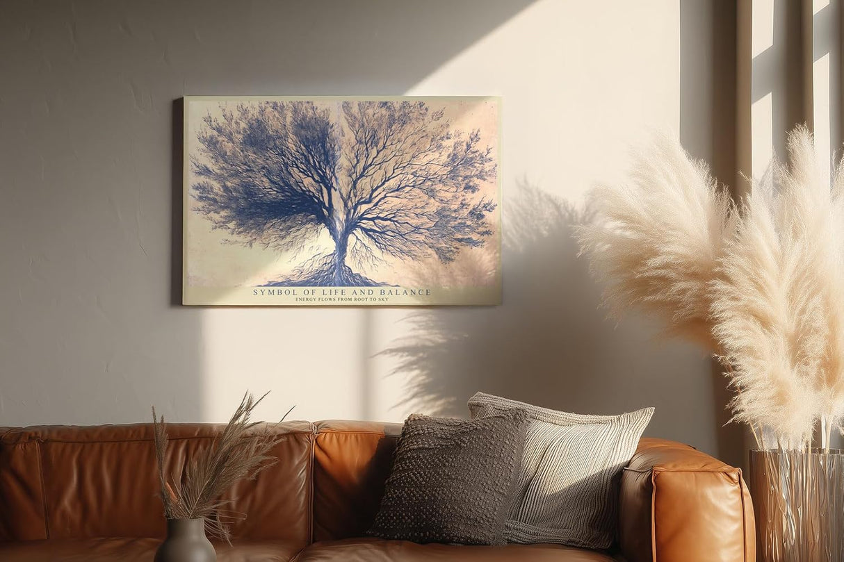 Paul Sinus Wandbild 120x80cm Baum Des Lebens Balance Kunst LeinWandbild 120x80cm Symbolische Natur Wanddekoration