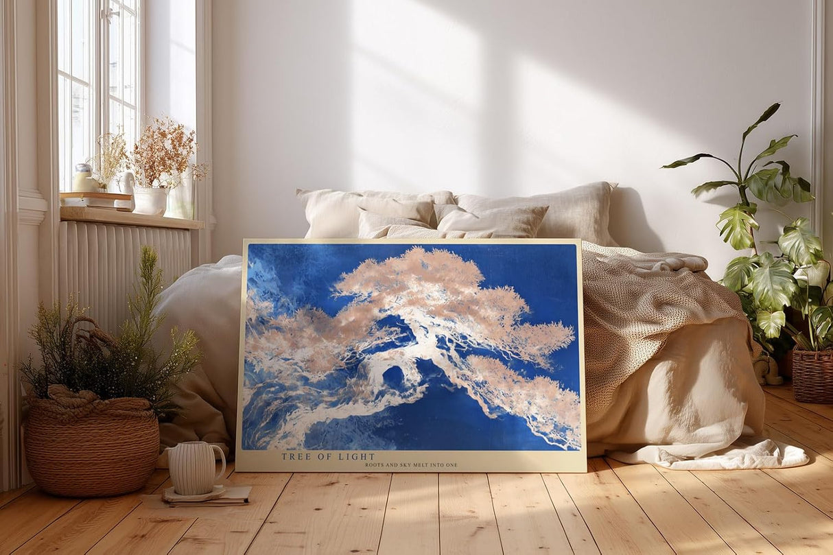 Paul Sinus Wandbild 120x80cm Baum Des Lichts Abstrakte Naturkunst LeinWandbild 120x80cm Mystische Landschaft Wanddekoration