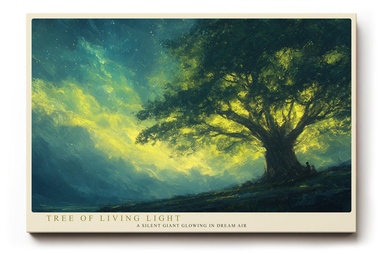 Paul Sinus Wandbild 120x80cm Baum Landschaft leuchtendes Licht Natur Kunst Kunstdruck grosses Kunstbild atmosphaerische Wanddekoration fuer Wohnzimmer Büro Flur