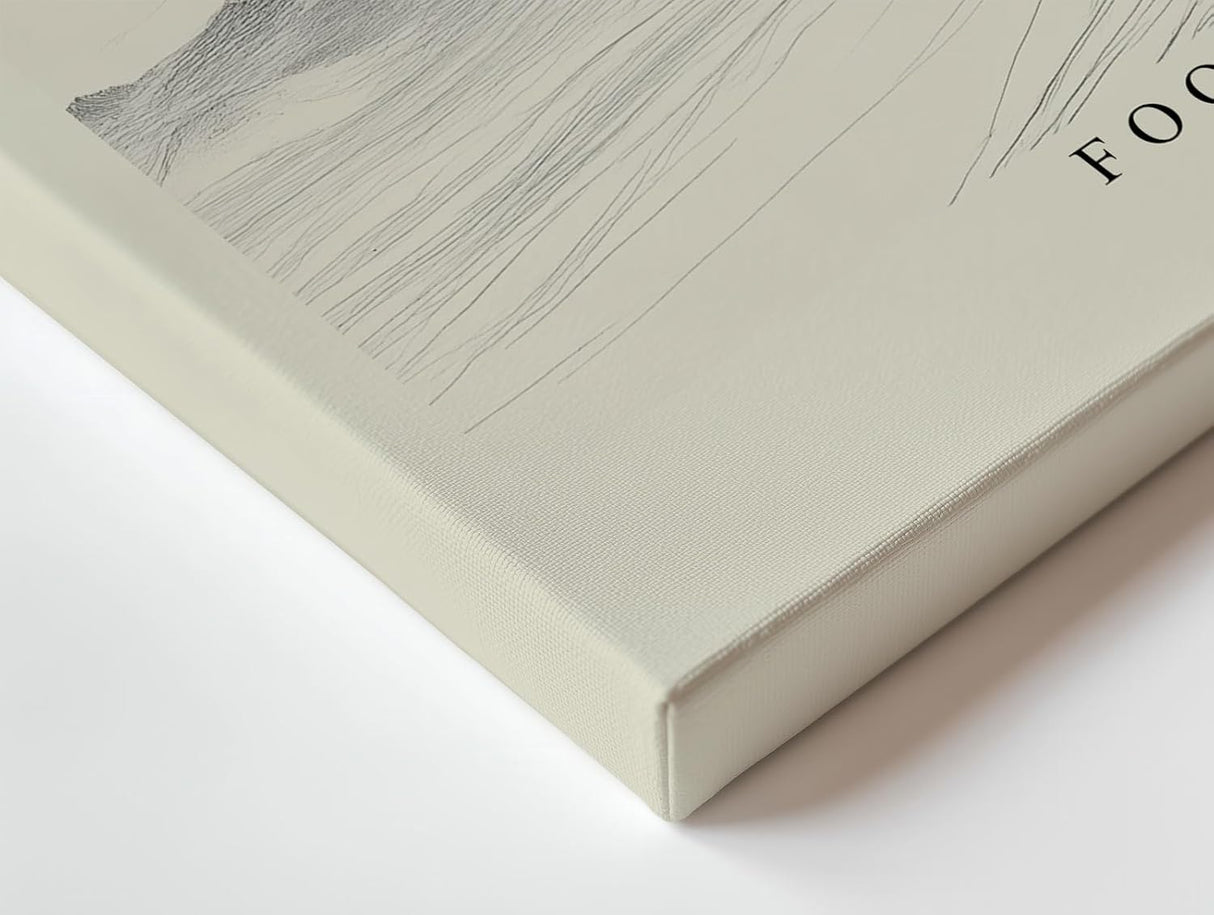 Paul Sinus Wandbild 120x80cm Berg Landschaft minimalistische Naturkunst schwarzer Gipfel Fussabdruecke Kunstdruck stilvolle Wanddekoration fuer Wohnzimmer Büro Flur