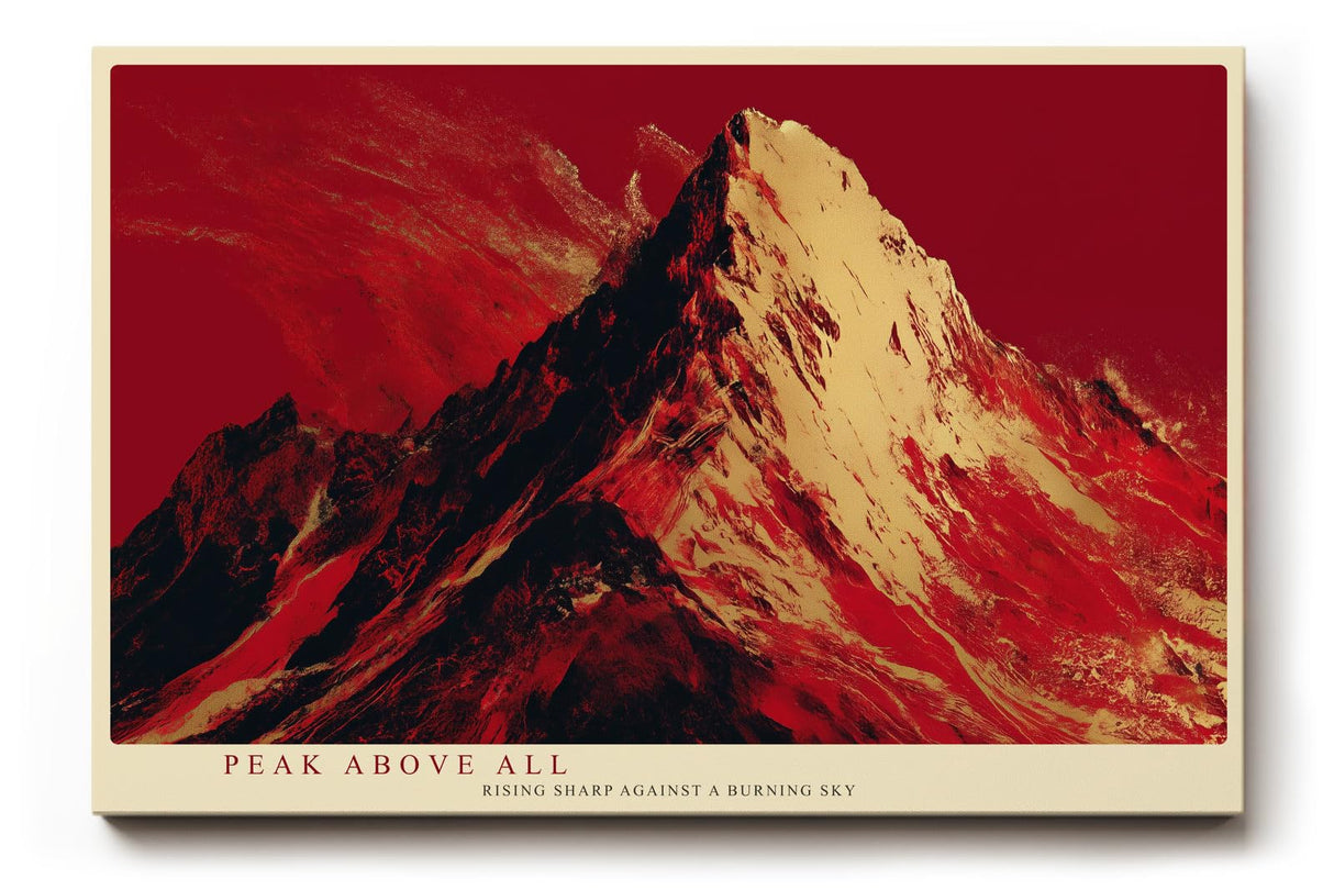 Paul Sinus Wandbild 120x80cm Berg Landschaft modern rot dramatische Bergkunst Kunstdruck grosses Kunstbild starke Wanddekoration fuer Wohnzimmer Büro Flur