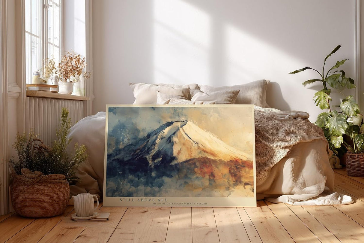 Paul Sinus Wandbild 120x80cm Berg Landschaft moderne Naturmalerei schneebedeckter Gipfel ruhige Farben stilvolle Wanddekoration fuer Wohnzimmer Büro