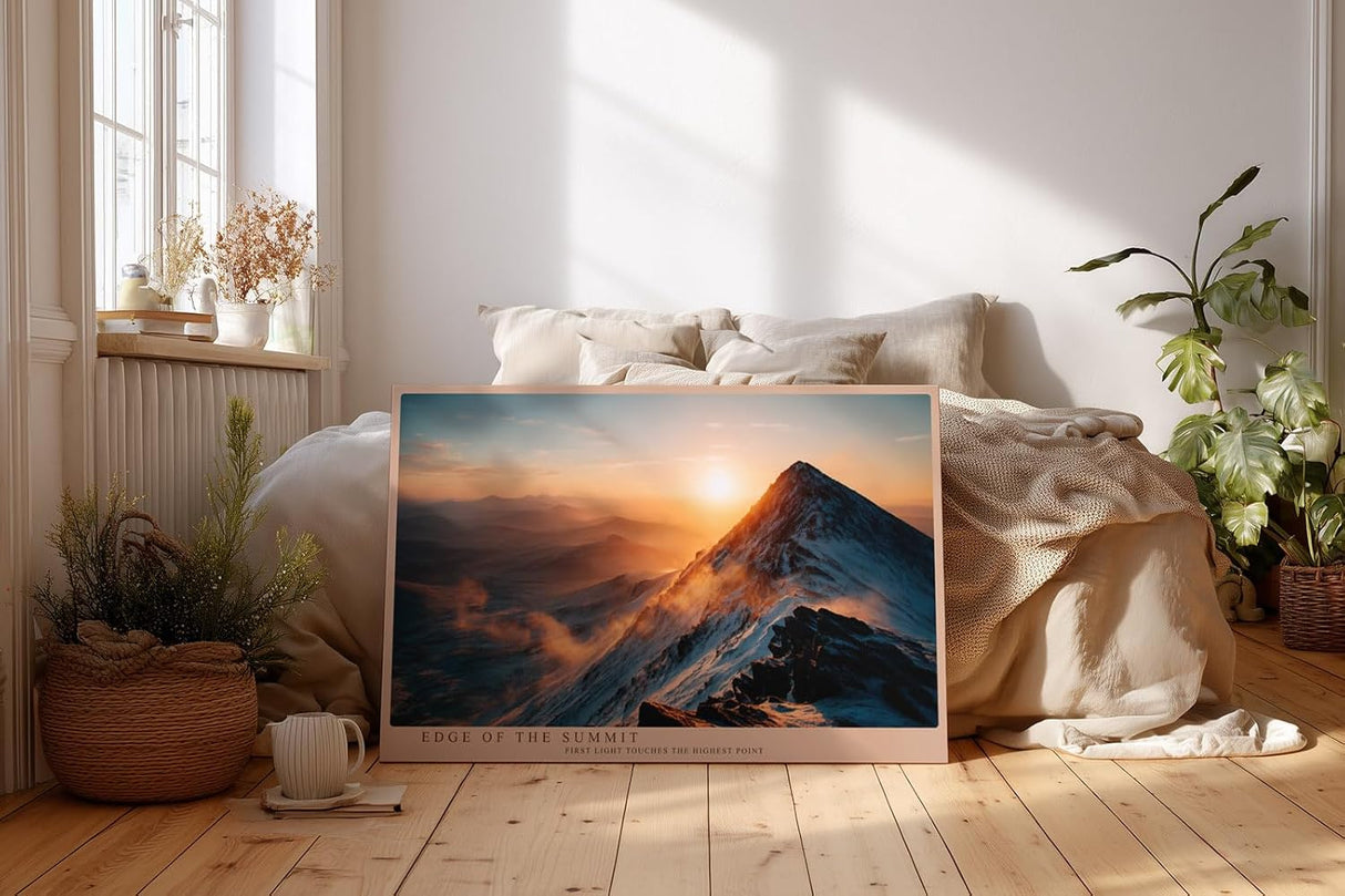 Paul Sinus Wandbild 120x80cm Berggipfel bei Sonnenaufgang epische Alpen Landschaft Naturfotografie warmes Morgenlicht stilvolle Wanddekoration fuer Wohnzimmer Büro