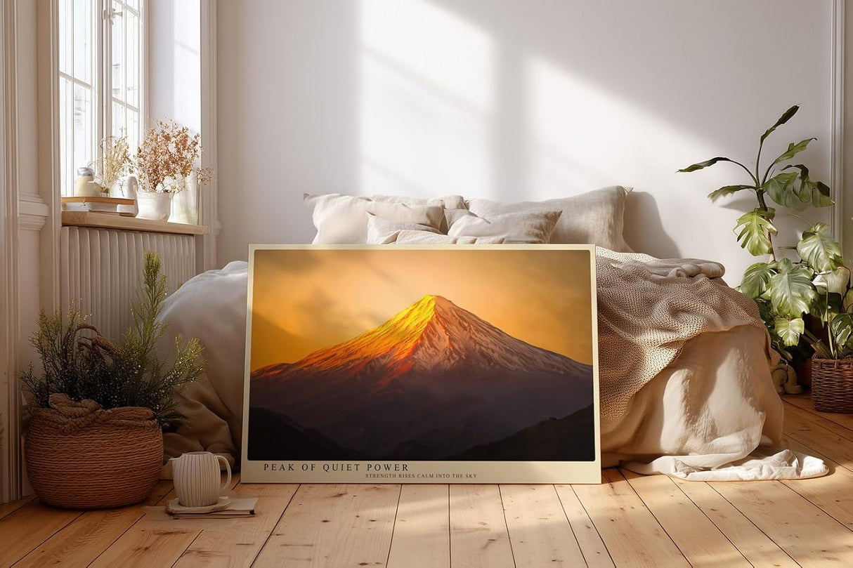 Paul Sinus Wandbild 120x80cm Berggipfel bei Sonnenaufgang majestatische Landschaft Naturfotografie warmes Licht stilvolle Wanddekoration fuer Wohnzimmer Büro