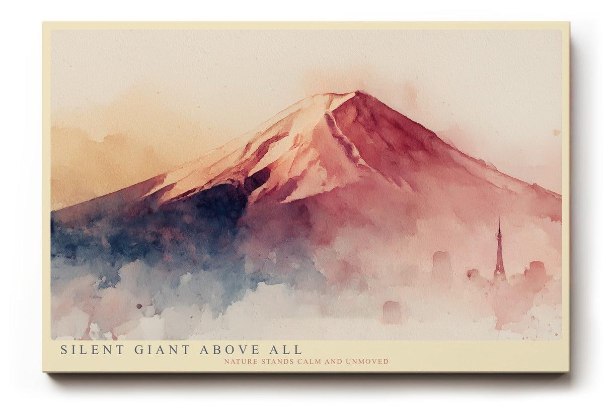 Paul Sinus Wandbild 120x80cm Berglandschaft Aquarell modern rot blau japanische Naturkunst grosses Landschaftsbild stilvolle Wanddekoration fuer Wohnzimmer Büro