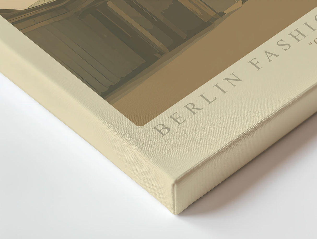 Paul Sinus Wandbild Berlin Fashion and Heritage – Elegante Frau in weißer Spitze vor dem Brandenburger Tor, Symbol für Stil, Geschichte und moderne Ästhetik