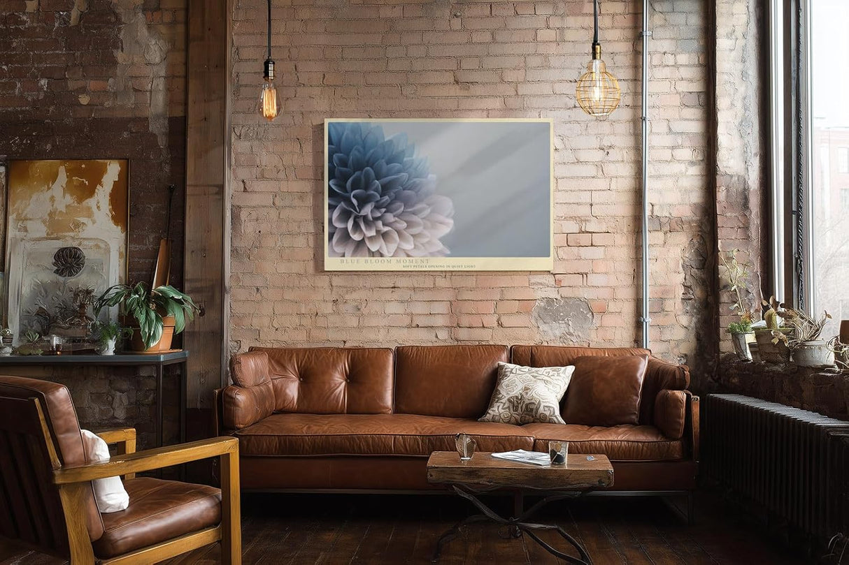 Paul Sinus Wandbild 120x80cm blaue Blume Makro Fotokunst elegante Blüten Nahaufnahme in sanften Blau und Grautönen modernes Kunstposter für Wohnzimmer Schlafzimmer Büro