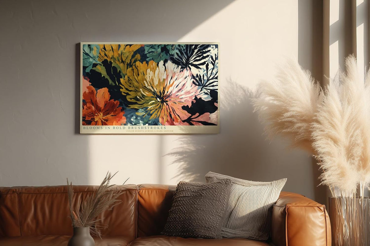 Paul Sinus Wandbild 120x80cm Blooms in Bold Brushstrokes moderne Blumen Malerei abstrakte florale Kunst Poster für Wohnzimmer Schlafzimmer Büro