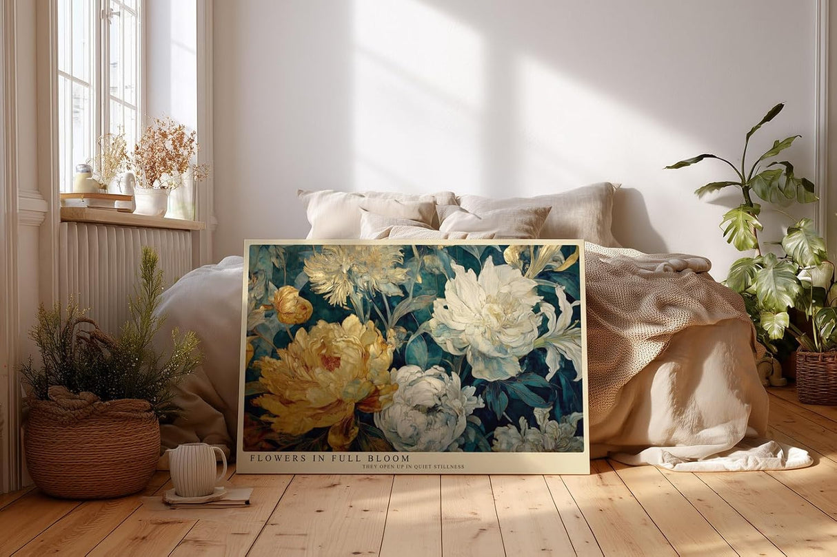 Paul Sinus Wandbild 120x80cm Blumen In Voller Blüte Florale Kunst LeinWandbild 120x80cm Elegante Blumen Wanddekoration