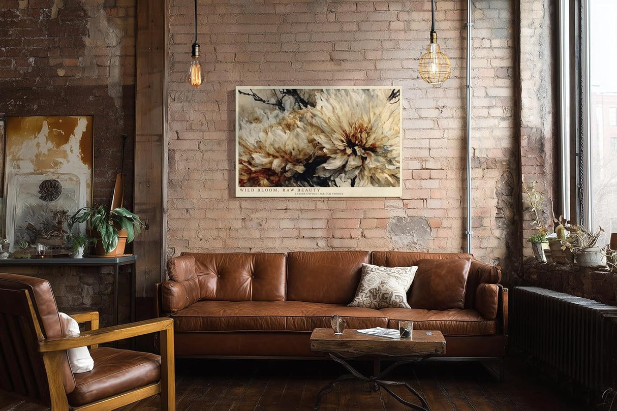Paul Sinus Wandbild 120x80cm Blumen Makro modern beige braun florale Kunst Kunstdruck grosses Kunstbild elegante Wanddekoration fuer Wohnzimmer Büro Flur