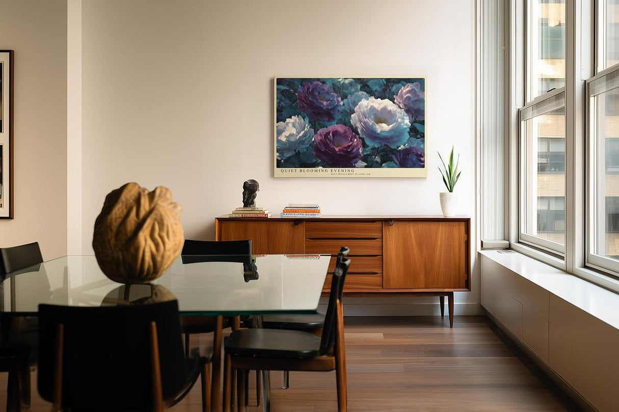 Paul Sinus Wandbild 120x80cm Blumen Pfingstrosen modern violett weiss florale Kunst Kunstdruck grosses Kunstbild elegante Wanddekoration fuer Wohnzimmer Büro Flur
