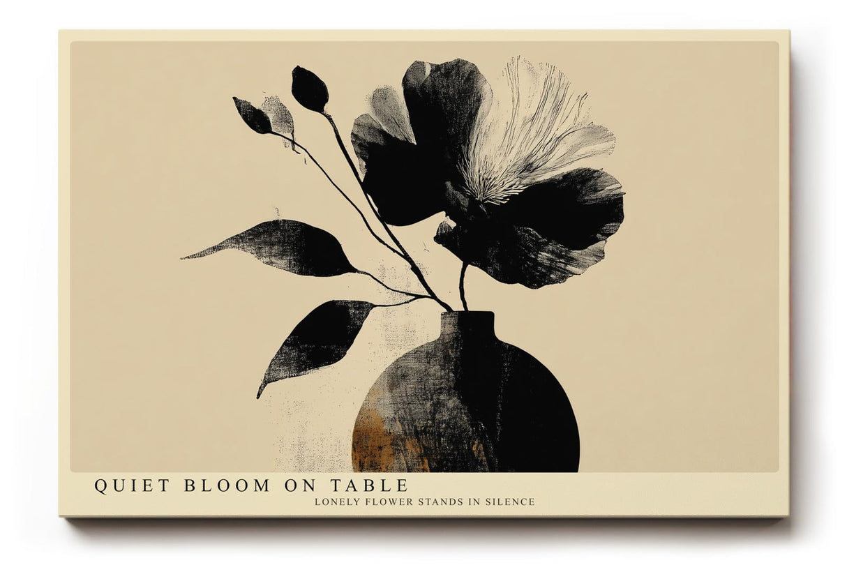 Paul Sinus Wandbild 120x80cm Blumen Vase minimalistische Kunst schwarz beige moderne Illustration Kunstdruck stilvolle Wanddekoration fuer Wohnzimmer Schlafzimmer Flur