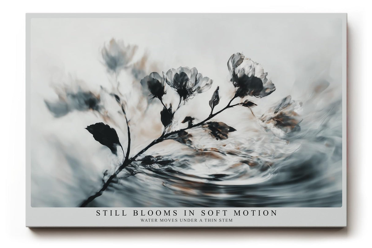 Paul Sinus Wandbild 120x80cm Blüten im Wasser abstrakte Naturkunst zarte Blumen graue ruhige Ästhetik modernes Naturmotiv stilvolle