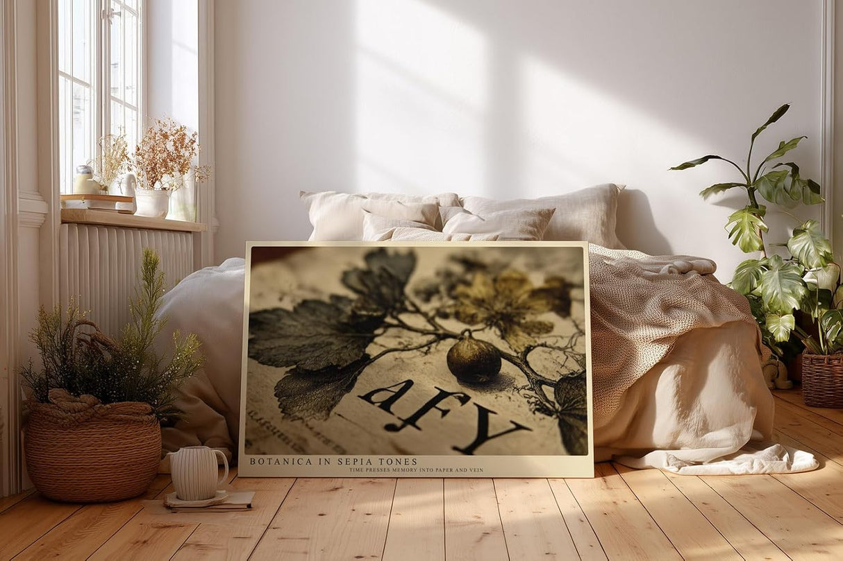 Paul Sinus Wandbild 120x80cm Botanica in Sepia Tones Vintage Pflanzen Illustration Botanische Kunst fuer Wohnzimmer Schlafzimmer und Büro