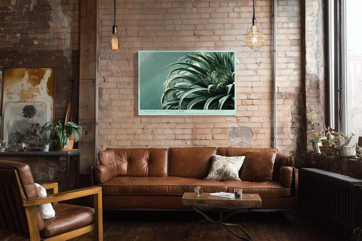Paul Sinus Wandbild 120x80cm botanische Pflanze Makroaufnahme gruene Blaetter moderne Naturfotografie minimalistische Wanddekoration fuer Wohnzimmer Büro