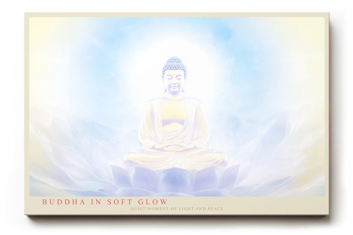 Paul Sinus Wandbild 120x80cm Buddha Meditation sanftes Licht spirituelle Zen Kunst Lotus Atmosphaere moderner Kunstdruck Wanddekoration fuer Wohnzimmer Yoga Raum Schlafzimmer